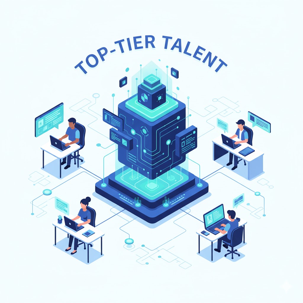5 Key Skills to Look for in a Senior Remote Backend Engineer 7 Stylized image of perfectly aligned code blocks undergoing rigorous testing with tools and a green checkmark, symbolizing commitment to quality assurance and TDD.