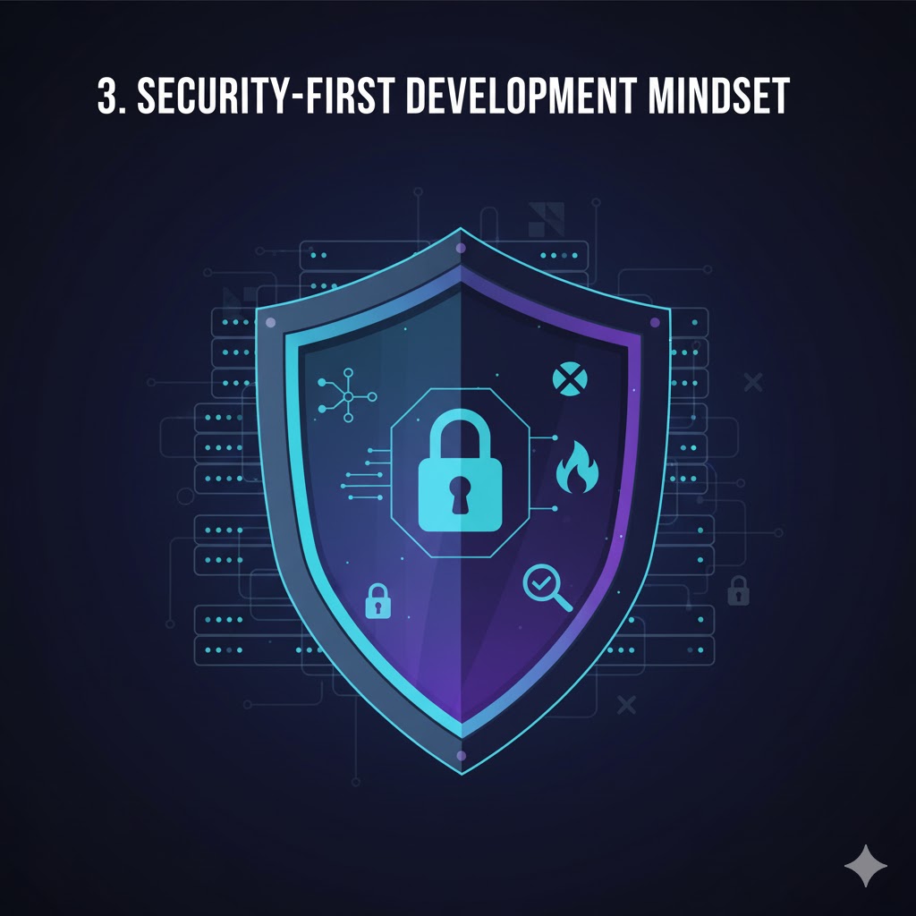 5 Key Skills to Look for in a Senior Remote Backend Engineer 4 Abstract illustration of a robust, layered shield protecting servers and data, representing a security-first mindset in backend development.