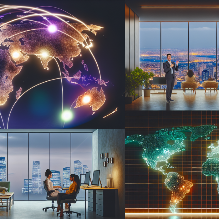 Top Benefits of Hiring Remote Developers for Your Business 1 A modern global tech workspace illustrating the benefits of hiring remote developers for a business: a large, sleek, minimalist digital world map floating in the background, softly glowing connection lines arcing between multiple cities across different continents, each connection ending in a small, bright node representing remote developers. In the foreground, a diverse group of remote software developers is shown working from different environments, arranged in a harmonious collage-style composition that feels like connected windows on one canvas: – One developer in a cozy home office with natural light, plants, and a laptop, wearing headphones and on a video call. – Another in a modern co-working space with large windows and city skyline visible. – Another in a quiet café with warm lighting, code visible on a laptop screen. – A fourth in a more minimal, techy workspace with multiple monitors and charts. At the center, slightly larger and more prominent, a confident business leader or project manager sits at a clean desk in a corporate office, facing a large, semi-transparent holographic dashboard. The dashboard visually represents productivity and collaboration: floating panels with abstracted graphs, charts, timelines, and small, faceless video-call avatars representing the remote team members. Lines from the dashboard extend subtly to each remote developer scene, symbolizing seamless coordination and communication. The overall mood is positive, professional, and forward-looking, emphasizing flexibility, global talent, and cost-effective scalability rather than stress. Subtle visual cues indicate productivity and efficiency: small icons of clocks, checkmarks, and growing bar charts embedded abstractly in the holographic UI elements. No text or logos. Art style: high-end digital illustration with a semi-realistic, slightly stylized look (not cartoonish), clean tech aesthetic, smooth gradients, and crisp details, suitable as a modern SaaS or tech blog hero image. Composition: wide cinematic shot with the central manager and dashboard in the middle foreground, the world map spanning the upper background, and the remote developers arranged around the center in softly separated “panels” that blend naturally into the scene rather than hard frames. Balanced, uncluttered, with clear focus on global connectivity and collaboration. Color palette and lighting: cool, tech-forward tones (blues, teals, soft purples) contrasted with warm accents (oranges, yellows) around the people’s faces and desks to convey human warmth and trust. Soft, glowing ambient light from screens and the world map, with subtle depth-of-field to keep the central dashboard and faces sharply in focus while the background remains slightly softened. No written text, no UI labels, no brand names—only abstract graphs and icons to keep the scene clean and universally readable.